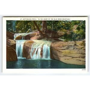 Vintage Linen Postcard Bottomless Pools Blue Ridge Mountains NC